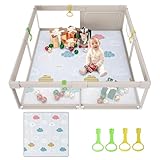 Uanlauo 150x150cm Laufstall Baby mit Spielmatte,Laufgitter Baby,XXL Kinder...