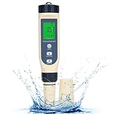 PH Messgerät Wasser, Aideepen PH/EC/TDS/Salzgehalt/Thermometer 5-in-1 pH Wert...
