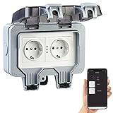 Luminea Home Control Outdoor Steckdose WLAN:...