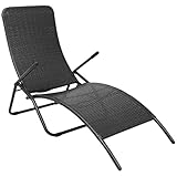 JHQHSM Klappbare Sonnenliege aus Poly Rattan in Schwarz, Elegantes Design für...