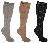 Covalliero Reitstrümpfe Karo, 3er Pack, Gr. 37-39