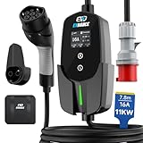 EVDANCE Mobile Wallbox/Ladestation 11kW [3-phasig|7.8m|6-16A] Typ 2 Ladekabel...