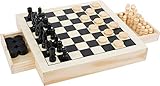 small foot Spiele-Set Schach, Dame & Mühle aus Holz, 3 Spiele-Klassiker im Set,...