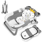 Faltbar Baby Badewanne, Babybadewanne mit Stützkissen Sitzmatte, Baby Bathtub...
