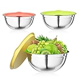 Newpop salatschüssel 3er-Set, rührschüssel aus Edelstahl mit luftdichtem...