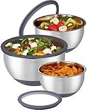 Winzbacher Edelstahl Schüssel mit GLAS-Deckel [3er Set] 1l + 2.5l + 4.5l |...