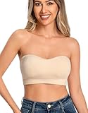 ANGOOL Damen Trägerloser BH Push Up ohne Bügel Bandeau Top Damen Gepolsterter...