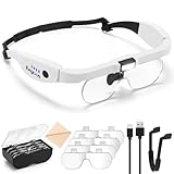 Exgoon Lupenbrille mit Licht, 1,5-fache bis 5-fache Lupe mit 4 abnehmbaren...