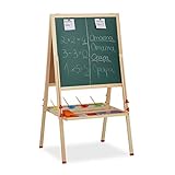 Relaxdays Standtafel Kinder, höhenverstellbar & magnetisch, Holz, Whiteboard &...