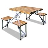 CASARIA® Campingtisch mit Stühlen Klappbar Tragegriff Schirmhalter 4 Personen...