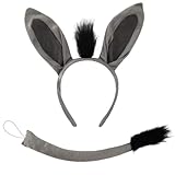 ATSNOSH 2 Stück Esel Kostüm Set, Tier Kostüm Set, Haarreif mit Ohren,...