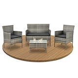 Juskys Polyrattan Sitzgruppe Fort Myers 4 Personen mit 2er Sofa, 2 Stühle,...