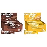 Corny Haferkraft Kakao, 12er Pack (12 x 65 g) & Haferkraft Banane, Haferriegel,...