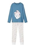 NAME IT Mädchen Nkfnightset Real Teal Unicorn Noos Pyjamaset, 110-116 (1er...