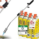 Magnum ®Unkrautbrenner inkl. 8 Gaskartuschen - stabiler Unkrautvernichter mit...