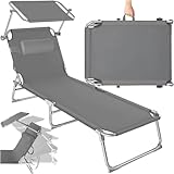 tectake® Sonnenliege mit Dach, Strandliege klappbar, leichte Gartenliege,...