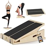 2-in-1 Schrägbrett aus Holz für Wadendehnung und Gleichgewicht, Balance-Board...