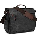 CALIYO Umhängetaschen Herren aus Canvas Schultasche Queformat A4 Laptoptasche...