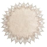 URROMA Runde Deckchen aus Leinen, 60 x 60 cm, beige Tischdecke mit...