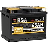 BSA Autobatterie 65Ah 12V 595A/EN +30% mehr Startkraft Starterbatterie ersetzt...