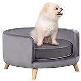 PawHut Hundesofa, Haustiersofa mit Samtoptik, Katzensofa mit Kissen, Hundebett,...