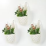Makramee Blumenampel, 3er Set Boho Deko Hängekörbe, Wandvasen &...