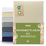 Dreamzie Premium Spannbettlaken 80x160 cm Beige, Spannbetttuch aus 100% Jersey...