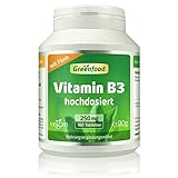 Vitamin B3 (Niacin), 250 mg, hochdosiert, 180 Tabletten, vegan - gut für Haut,...