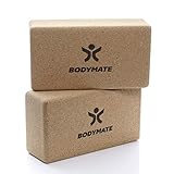BODYMATE 2er Set Yoga-Block aus Kork, Yogablöcke, Korkblock aus 100%...