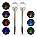 Relaxdays Gartenleuchte Glaskugel im 2er Set, LED Solarleuchten in Bruchglas...