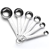 6-teiliges Messlöffel-Set Edelstahl runder robuster Spiegel, poliert 1/8 TSP,...