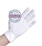 Baumwollhandschuhe aus 100% Baumwolle (Dermatest: Sehr gut), Weiße Handschuhe,...