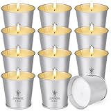 12 Stück Citronella Kerze Outdoor, Teelichter im Metalleimer, 120-180...