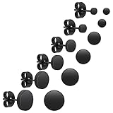 Yolev 6 Paar Dot Ohrstecker Schwarz Unisex Edelstahl Ohrstecker Runde Flat Top...