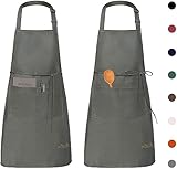 Viedouce 2 Pack Schürze, Wasserdicht Kochschürze mit Taschen, Verstellbarem...