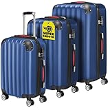 Monzana® 3tlg. Kofferset Baseline Hartschalen Koffer M-L-XL Gel-Griffe 4 Rollen...