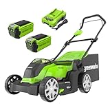 Greenworks 40V Kabelloser Akku Rasenmäher für Flächen bis zu 500 m², 41 cm...