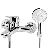 Badewannenarmatur mit Handbrause,Duscharmatur Wasserhahn Messing Wannenarmatur...