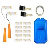 Malerset 16-teilig, Farbroller Set mit Farbwanne Kreppband, 2x Pinsel,10x 10cm...