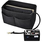 Schwarz Handtasche Organizer, Filz Tasche Organizer mit mehreren Fächern,...