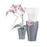 Garten lux Orchideentöpfe Anthrazit 4er-Set 2L Ø16 cm mit 4er-Set Orchideen...