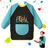 OSDUE Malschürze für Kinder, Kinderschürze mit Taschen, Malkittel Kinder,...