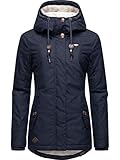 Ragwear Damen warme Kurze Winterjacke mit Kapuze Monade Intl Navy22 Gr. XL