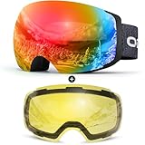 Odoland Skibrille Unisex für Damen und Herren Jungen Rahmenlose Snowboardbrille...