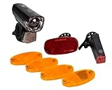 Fischer Fahrrad Beleuchtungs-Set 12 Lux, 7-teiliges Batterie-Leuchtenset, Front-...
