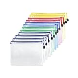 Fousenuk 12 Pcs Dokumententasche mit Reißverschluss A5, Wasserdichte Document...