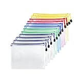 Fousenuk 12 Pcs Dokumententasche mit Reißverschluss A5, Wasserdichte Document...