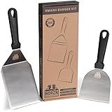 Norzn Brothers® 304 Edelstahl-Pfannenwender Set für Burger Smasher, 2 Spatel...