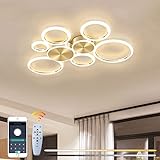 LED Deckenleuchte Gold Wohnzimmer Ring Deckenlampe Dimmbar mit Fernbedienung und...