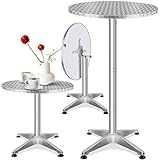 KESSER® 2in1 Stehtisch klappbar Bistrotisch 1er Set | Aluminium Edelstahlplatte...